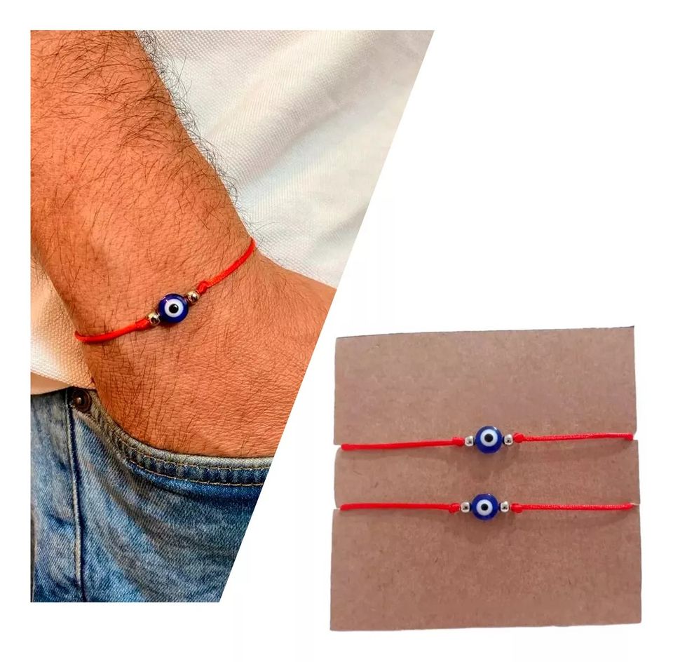 Pulseras Amistad - Hilo Rojo. Ojo Turco X 2 Unidades