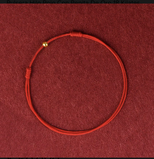 Pulsera Hilo Rojo Con Pepita De Oro 18 Kilates Garantizado