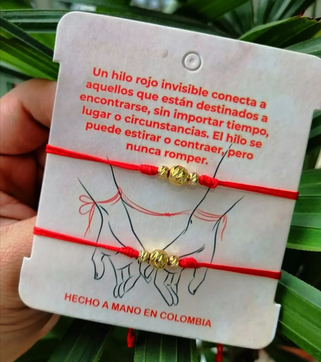 Pulseras de Hilo Rojo para Parejas en Rodio