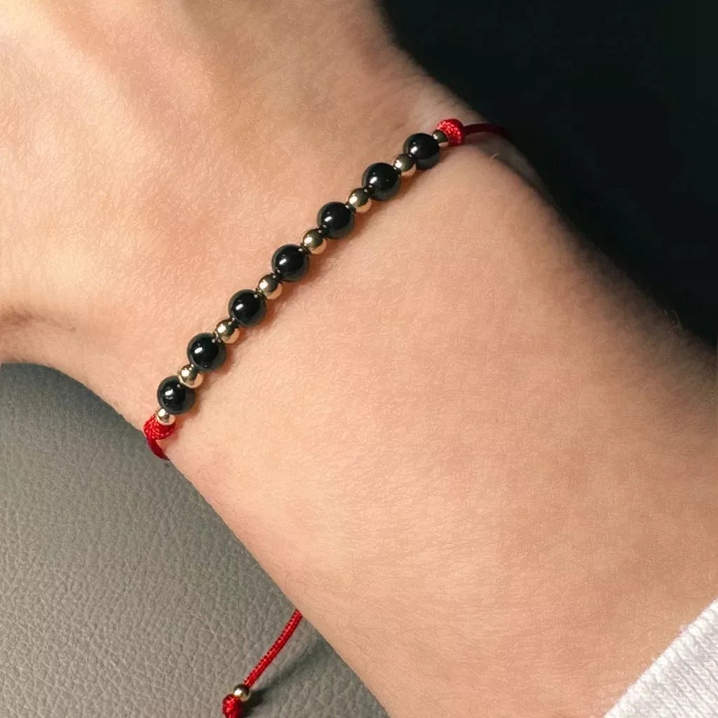 Pulsera Con Turmalina Negra Y Oro De 18 Kilates Garantizado