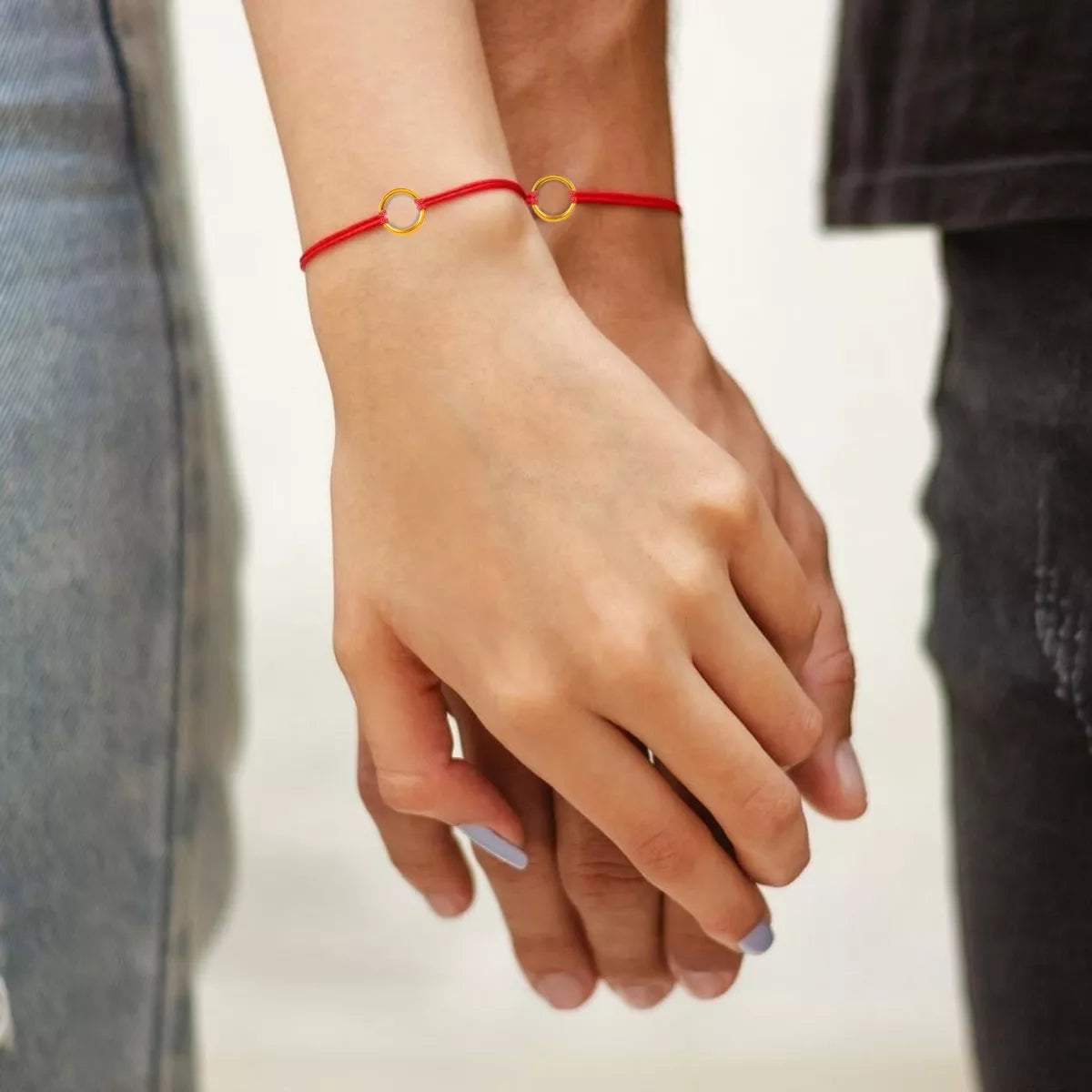 Pulsera Parejas Conexión Amor Eterno Aro 18 Kilates Puro X2