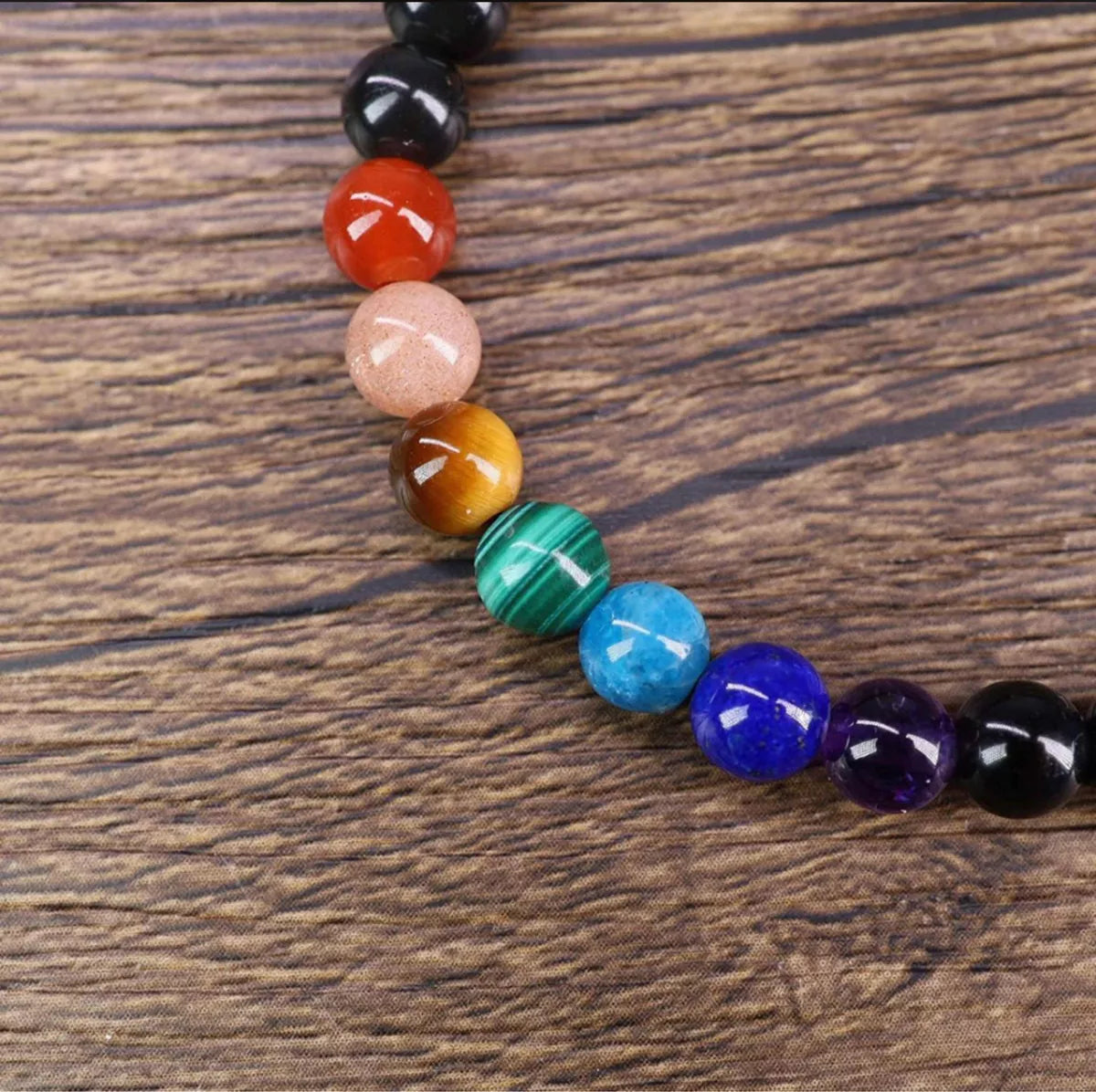 Pulsera De 7 Chakras Piedras Naturales En Cordón Ajustable