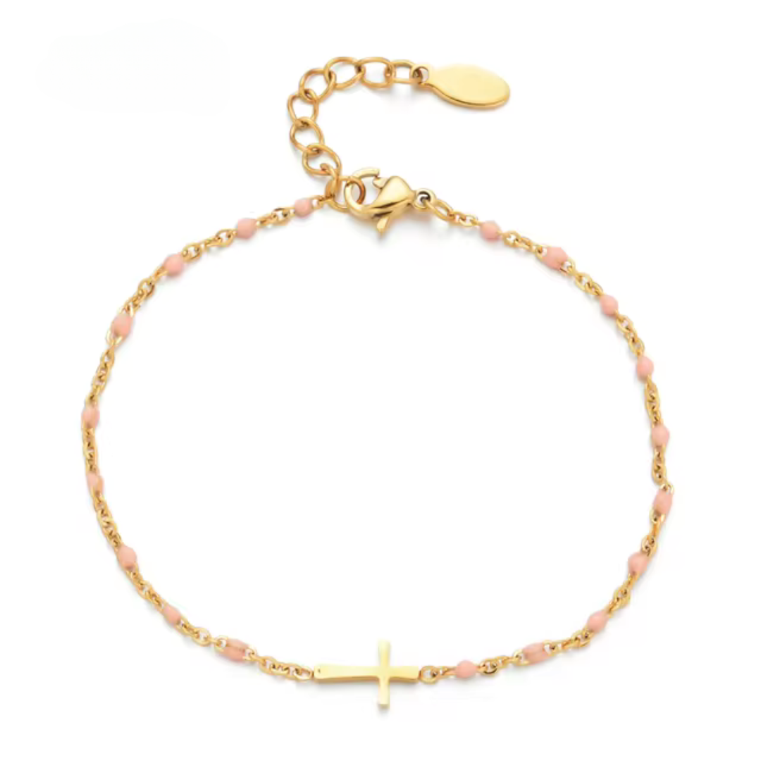 Pulsera en cruz de acero inoxidable para mujer