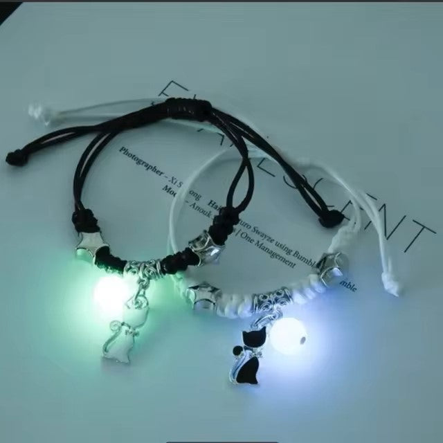 Pulseras de cuentas luminosas de resina para pareja