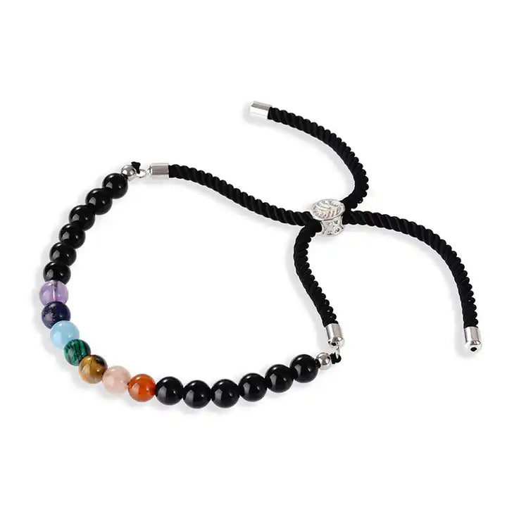 Pulsera De 7 Chakras Piedras Naturales En Cordón Ajustable