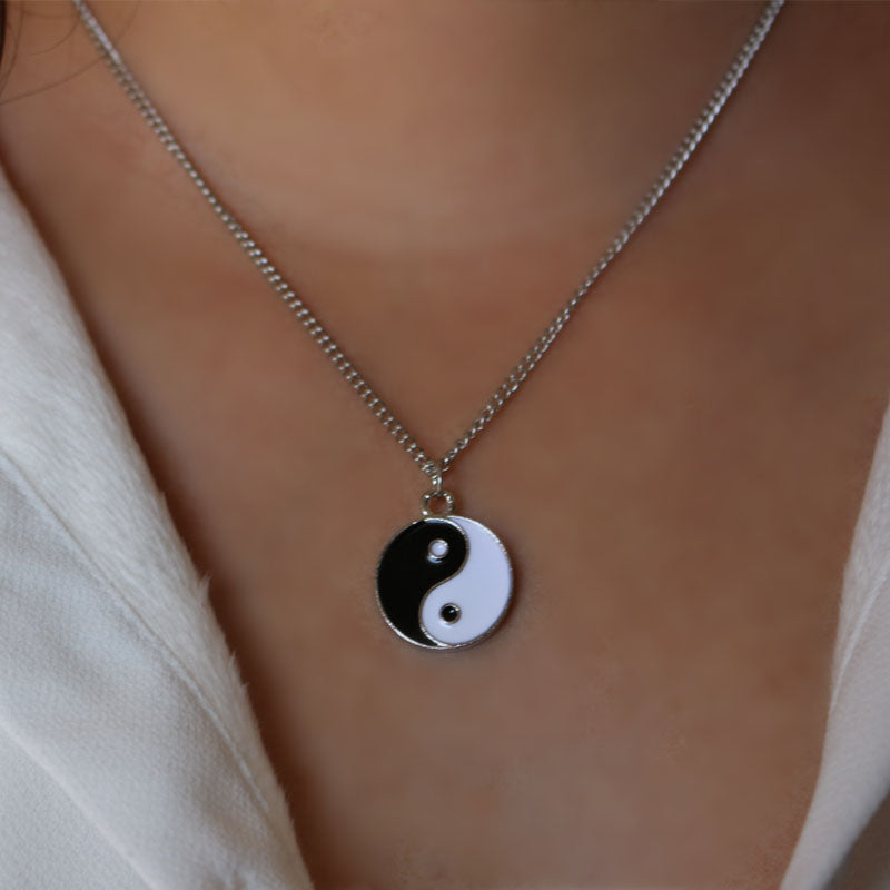 Dije De Yin-yang De Acero Inoxidable Bañado En Acrílico