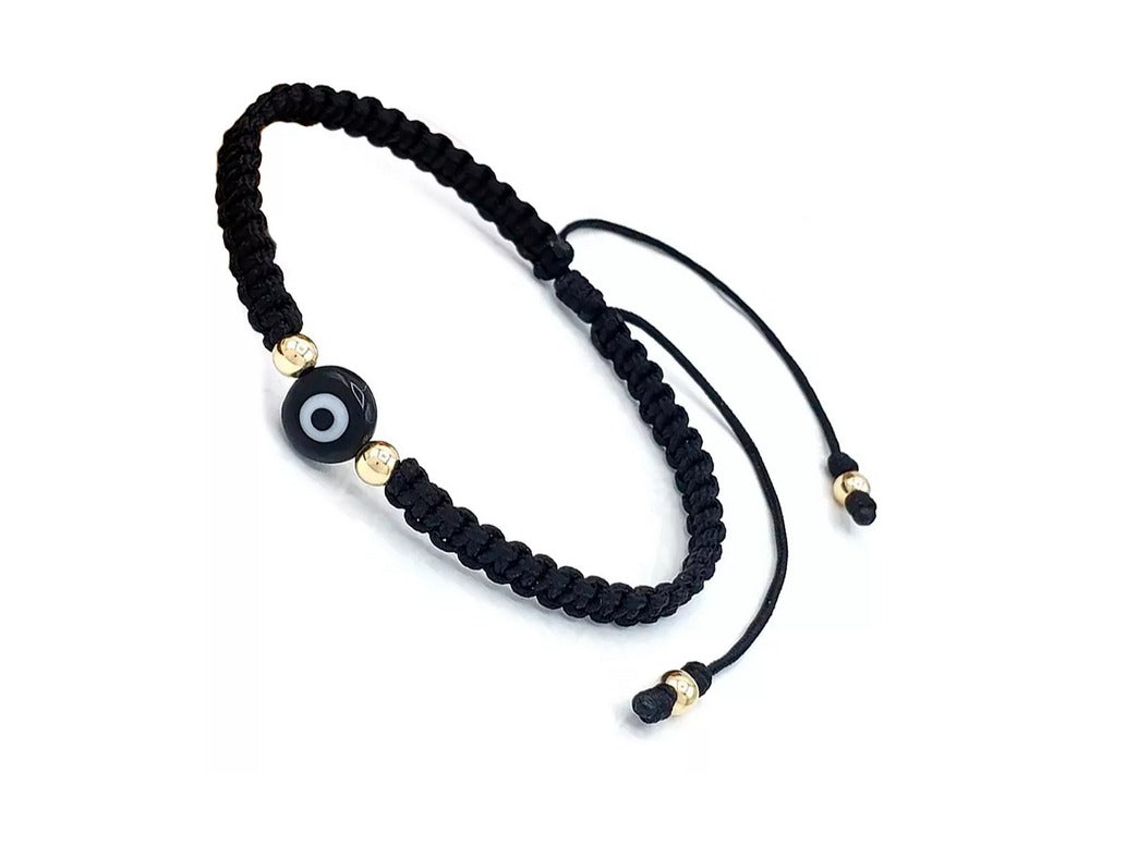 Pulsera Ojo Turco Negro en Oro 18k