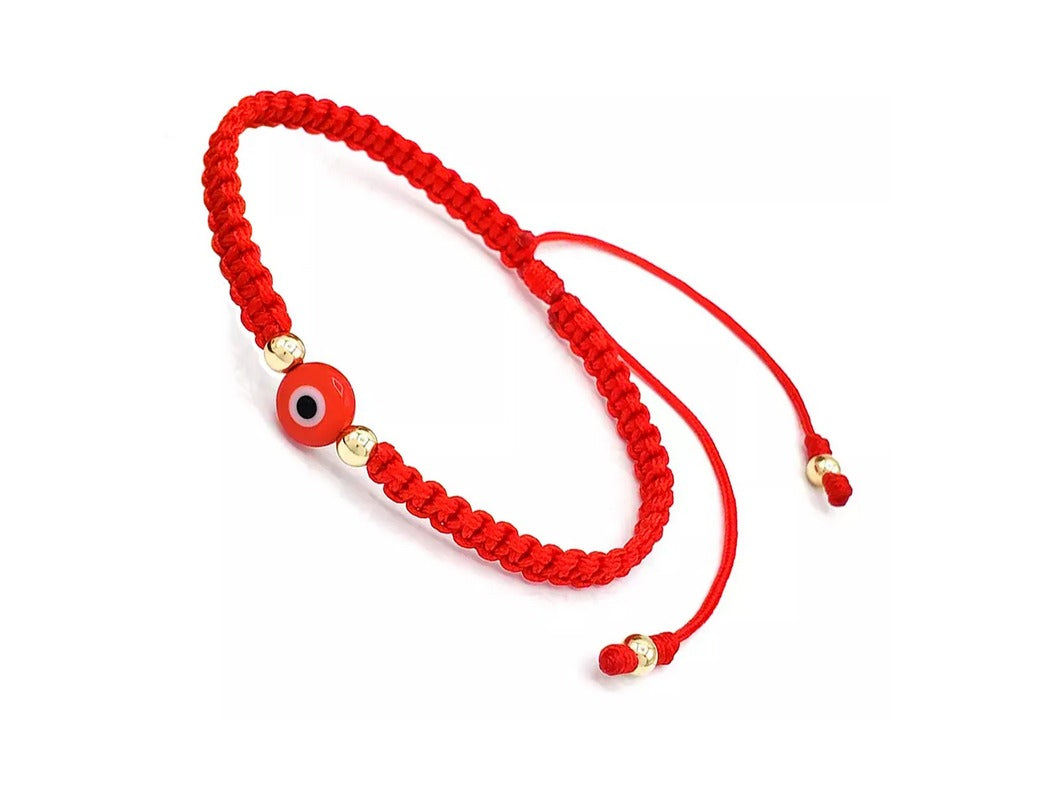 Pulsera Ojo Turco Rojo en Oro 18k