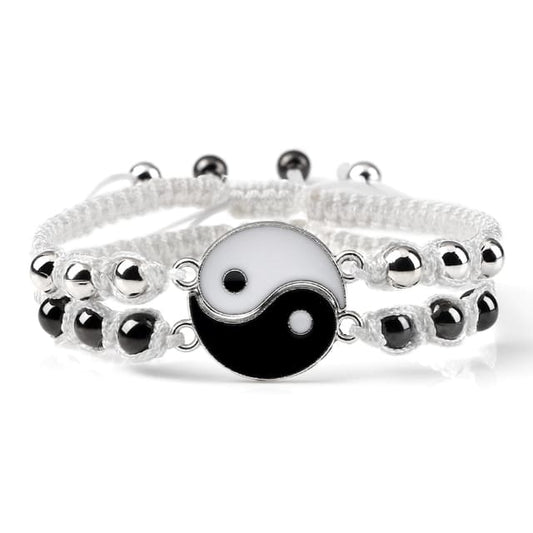 Pulsera Ying Yang Ajustable Con Balines Para Parejas