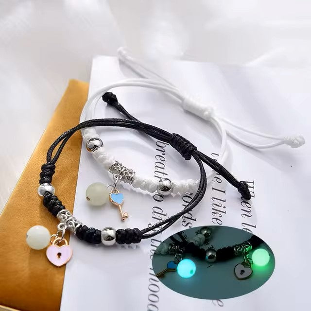 Pulseras de cuentas luminosas de resina para pareja