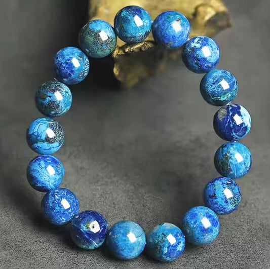 Pulsera De Piedra Natural Azurita (piedra De La Salud)