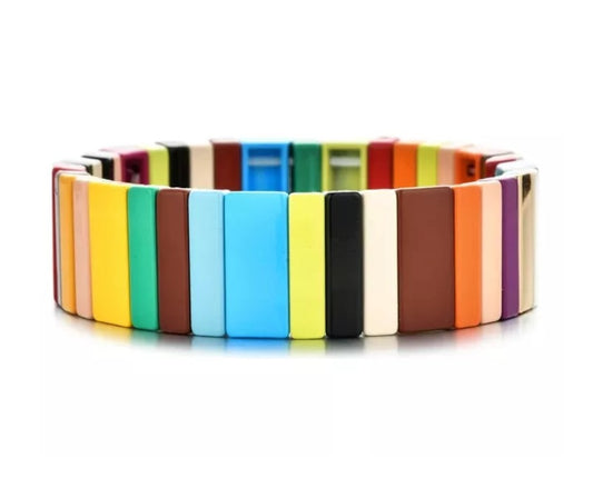 Pulsera Moderna Colorida Acero Inoxidable+acrílico Ajustable