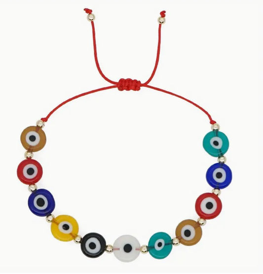 Pulsera Trenzada Con Cuentas En Forma De Ojo