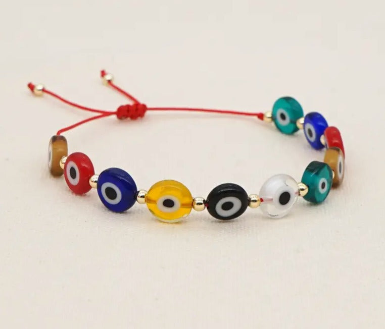 Pulsera Trenzada Con Cuentas En Forma De Ojo