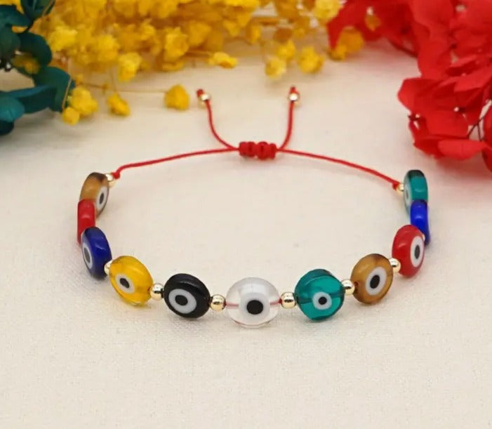 Pulsera Trenzada Con Cuentas En Forma De Ojo