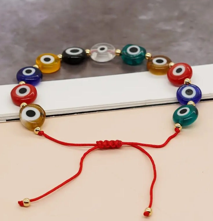 Pulsera Trenzada Con Cuentas En Forma De Ojo