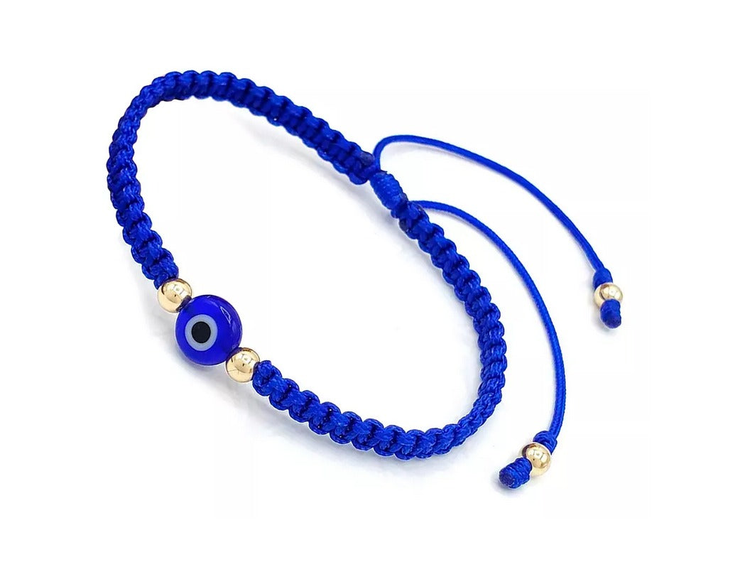 Pulsera Ojo Turco En Balines De Oro Laminado