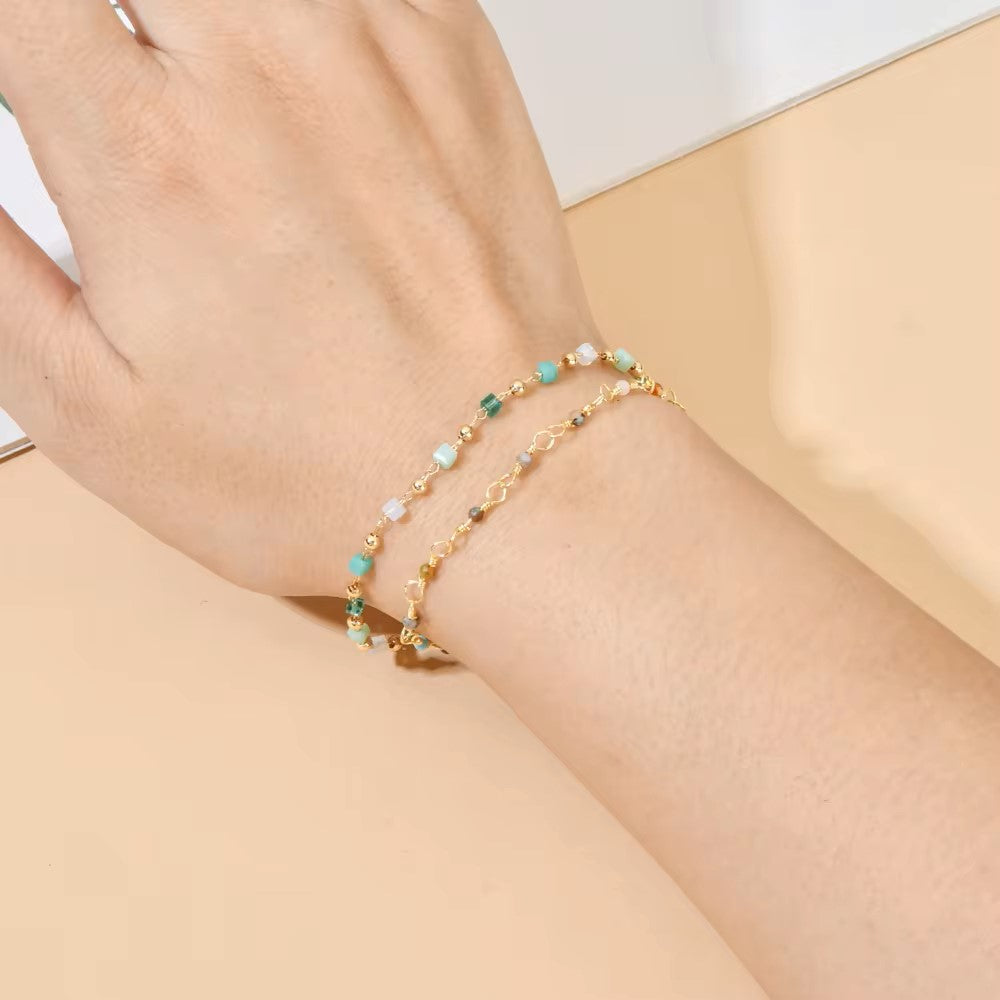 Pulsera de cadena de cuentas de piedra Natural para mujer