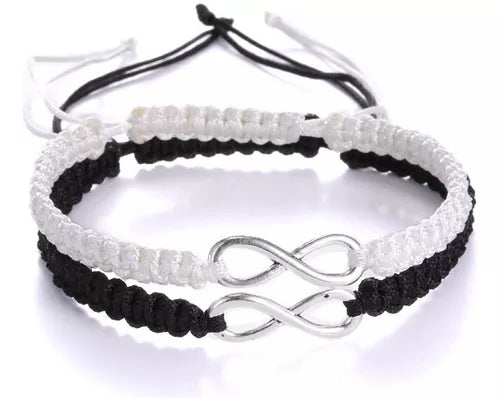 Pulsera Infinito X2 Macramé Para Pareja De Acero Inoxidable