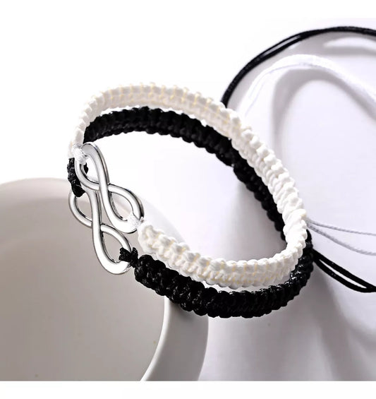 Pulsera Infinito X2 Macramé Para Pareja De Acero Inoxidable