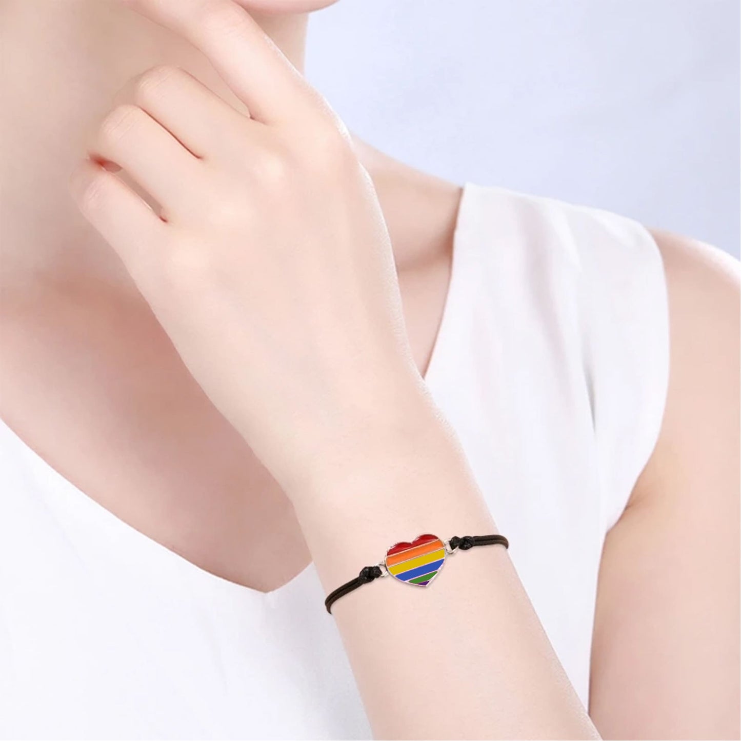 Pulsera Pride Lgtbiq+ De Corazón Con Baño Acrílico De Color